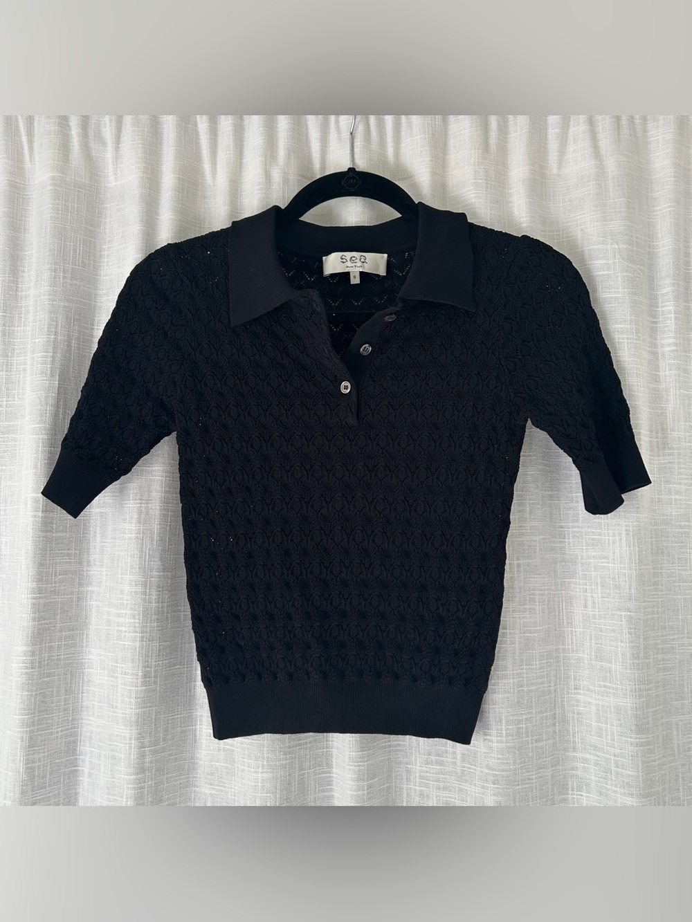 Sea New York Black Knit Polo Top